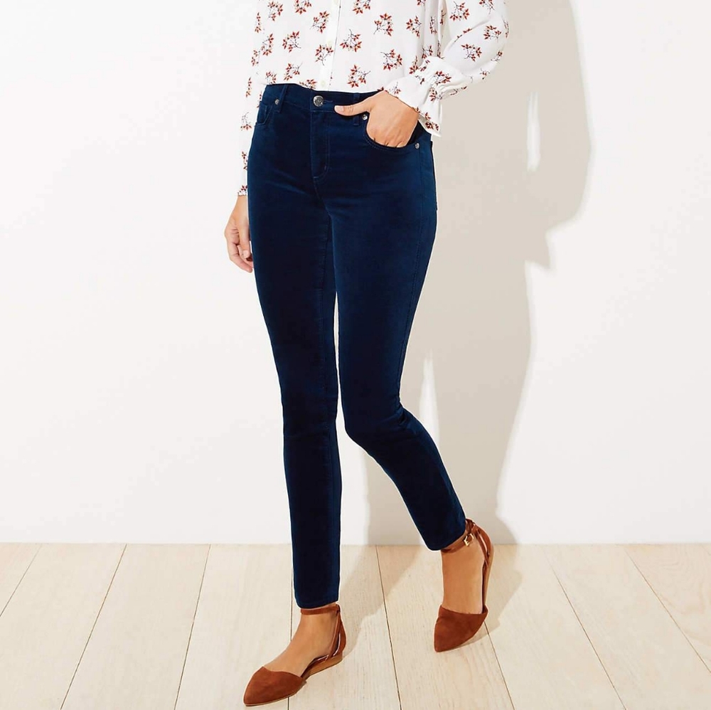 Navy Velvet Skinny Jeans